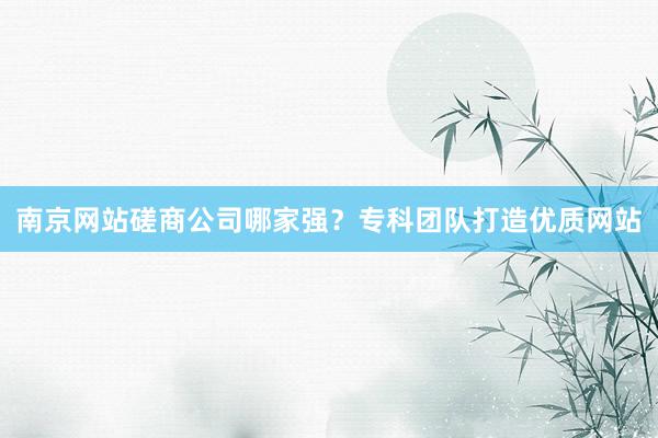 南京网站磋商公司哪家强？专科团队打造优质网站